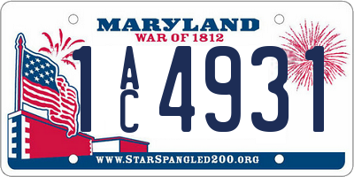MD license plate 1AC4931