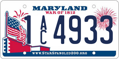 MD license plate 1AC4933