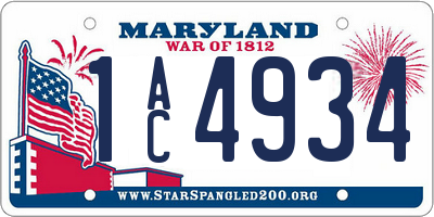 MD license plate 1AC4934
