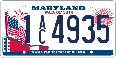 MD license plate 1AC4935
