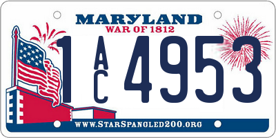 MD license plate 1AC4953