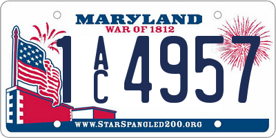 MD license plate 1AC4957