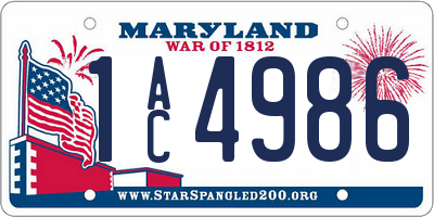 MD license plate 1AC4986