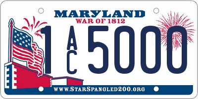 MD license plate 1AC5000