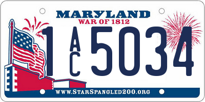 MD license plate 1AC5034