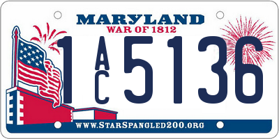 MD license plate 1AC5136