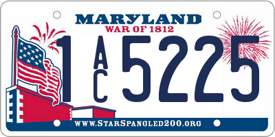 MD license plate 1AC5225