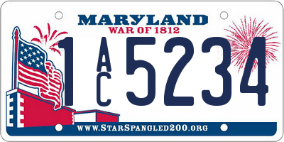 MD license plate 1AC5234
