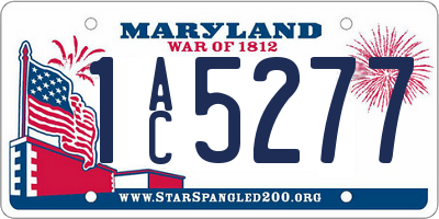 MD license plate 1AC5277