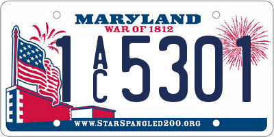 MD license plate 1AC5301