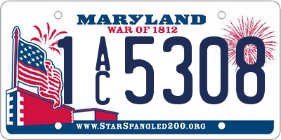 MD license plate 1AC5308