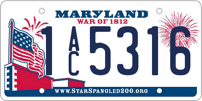 MD license plate 1AC5316