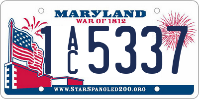 MD license plate 1AC5337