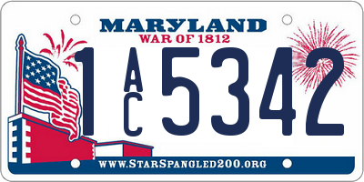 MD license plate 1AC5342