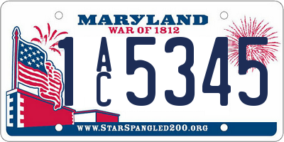 MD license plate 1AC5345