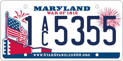 MD license plate 1AC5355