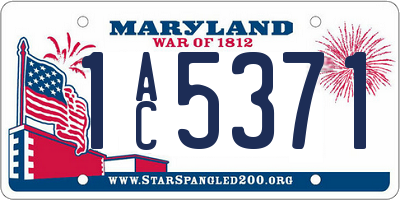 MD license plate 1AC5371