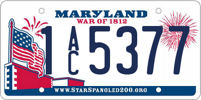 MD license plate 1AC5377