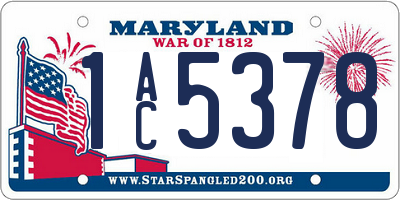 MD license plate 1AC5378