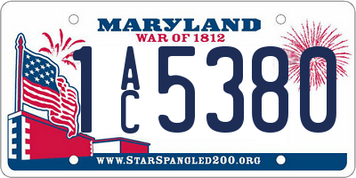 MD license plate 1AC5380