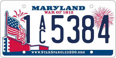 MD license plate 1AC5384
