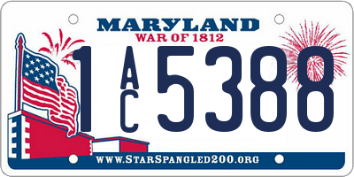MD license plate 1AC5388