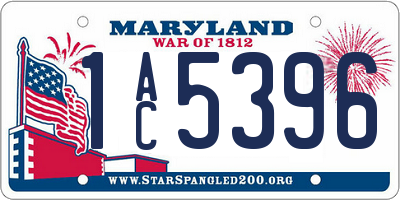 MD license plate 1AC5396