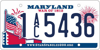 MD license plate 1AC5436