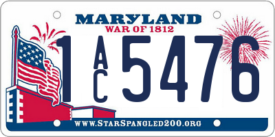 MD license plate 1AC5476