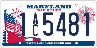 MD license plate 1AC5481