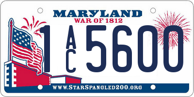 MD license plate 1AC5600