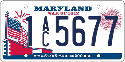 MD license plate 1AC5677