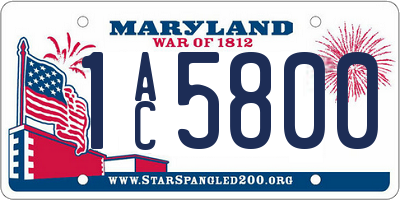 MD license plate 1AC5800
