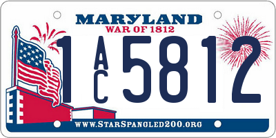 MD license plate 1AC5812