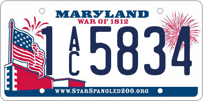 MD license plate 1AC5834