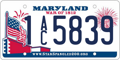MD license plate 1AC5839