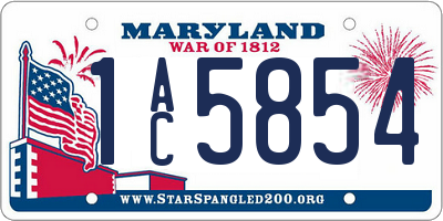 MD license plate 1AC5854