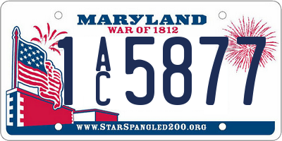 MD license plate 1AC5877