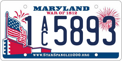 MD license plate 1AC5893