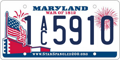 MD license plate 1AC5910