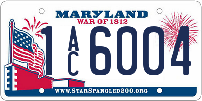 MD license plate 1AC6004