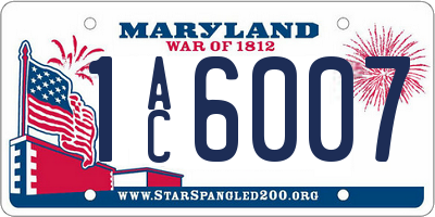 MD license plate 1AC6007