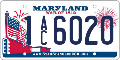 MD license plate 1AC6020