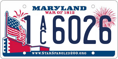 MD license plate 1AC6026