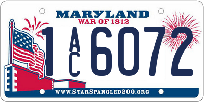 MD license plate 1AC6072