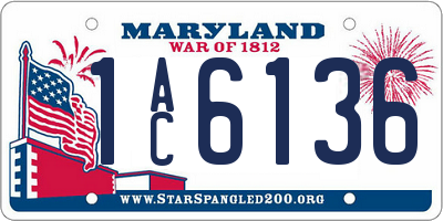 MD license plate 1AC6136