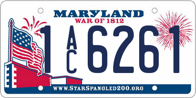 MD license plate 1AC6261