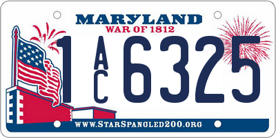 MD license plate 1AC6325