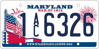 MD license plate 1AC6326