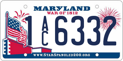 MD license plate 1AC6332